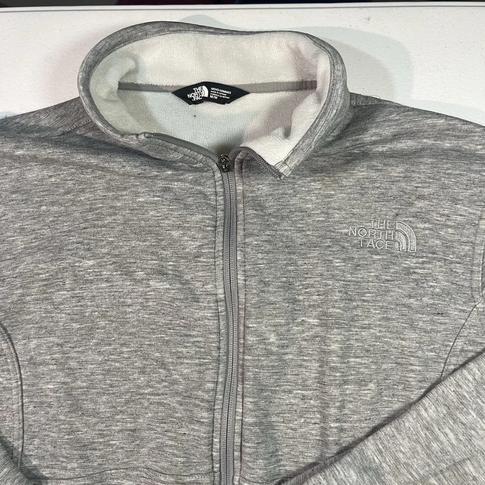 The North Face Mens Blue Long Sleeve Pockets Fleece Full-Zip Jacket Large Read